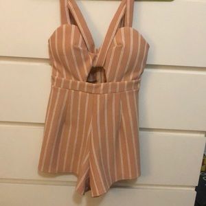 Peach and cream striped romper!!